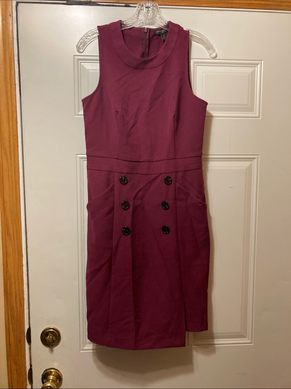 Banana Republic Burgundy Sheath Dress with Decorative Buttons 4